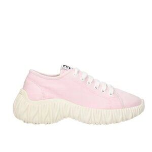 NWT Miu Miu Chunky Low Top Sneakers Gabardine Pink Lace Up White Rubber Soles